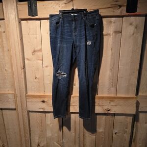 Lane Bryant Dark Blue Distressed Leopard Patch Denim Jeans 18 Skinny